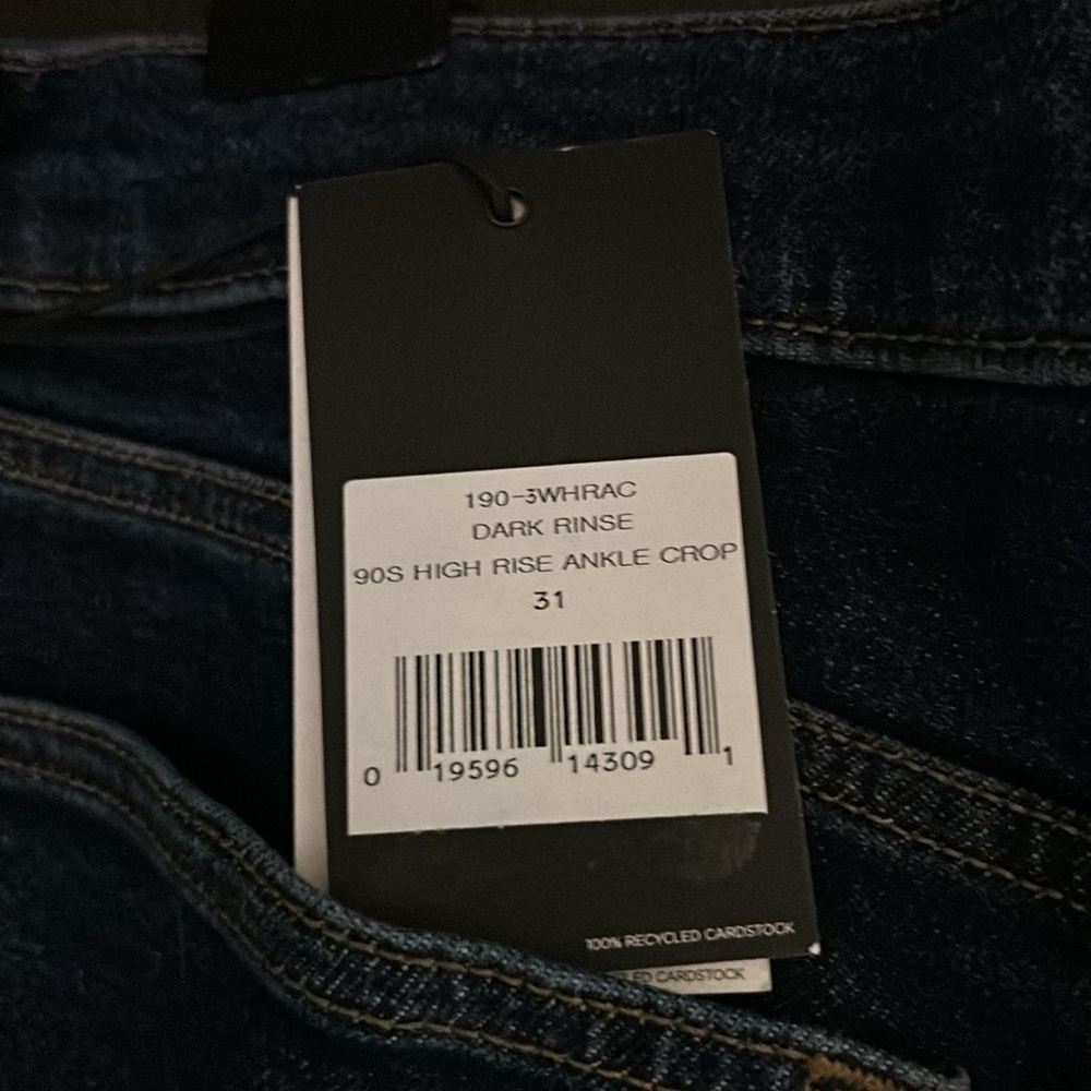 RE/DONE Women’s ‘90s Dark Wash High Rise Ankle‎ Crop Button Fly Jeans SZ 31 NWT - Picture 10 of 15
